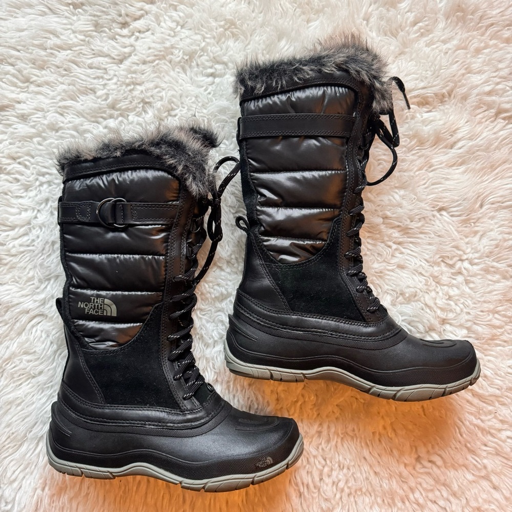 The North Face Shellista Quilted Tall Lace Up Furry Winter Snow Boots